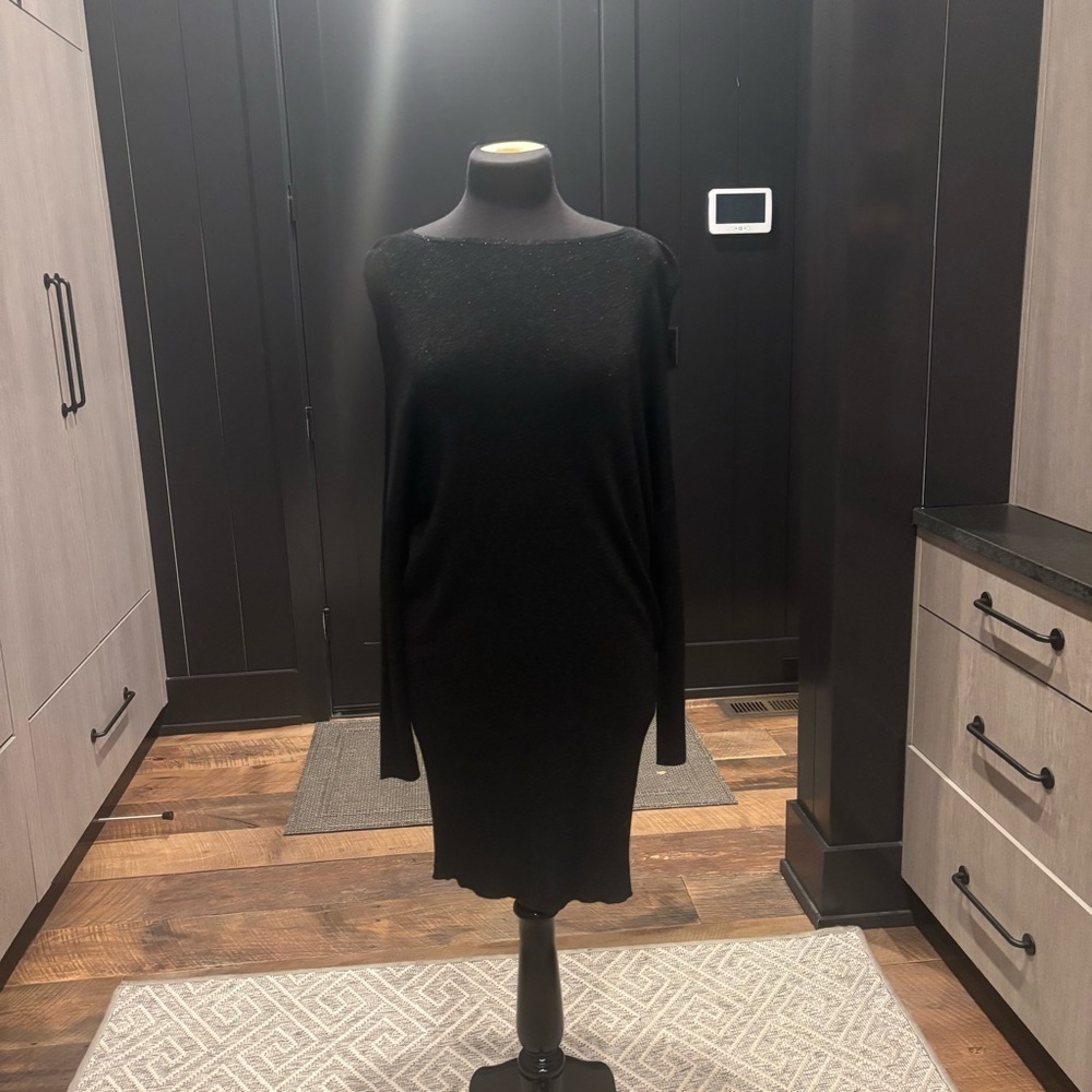 Jacqueline de Yong Black Sparkly Sweater Dress Size S Shimmer Long Sleeve